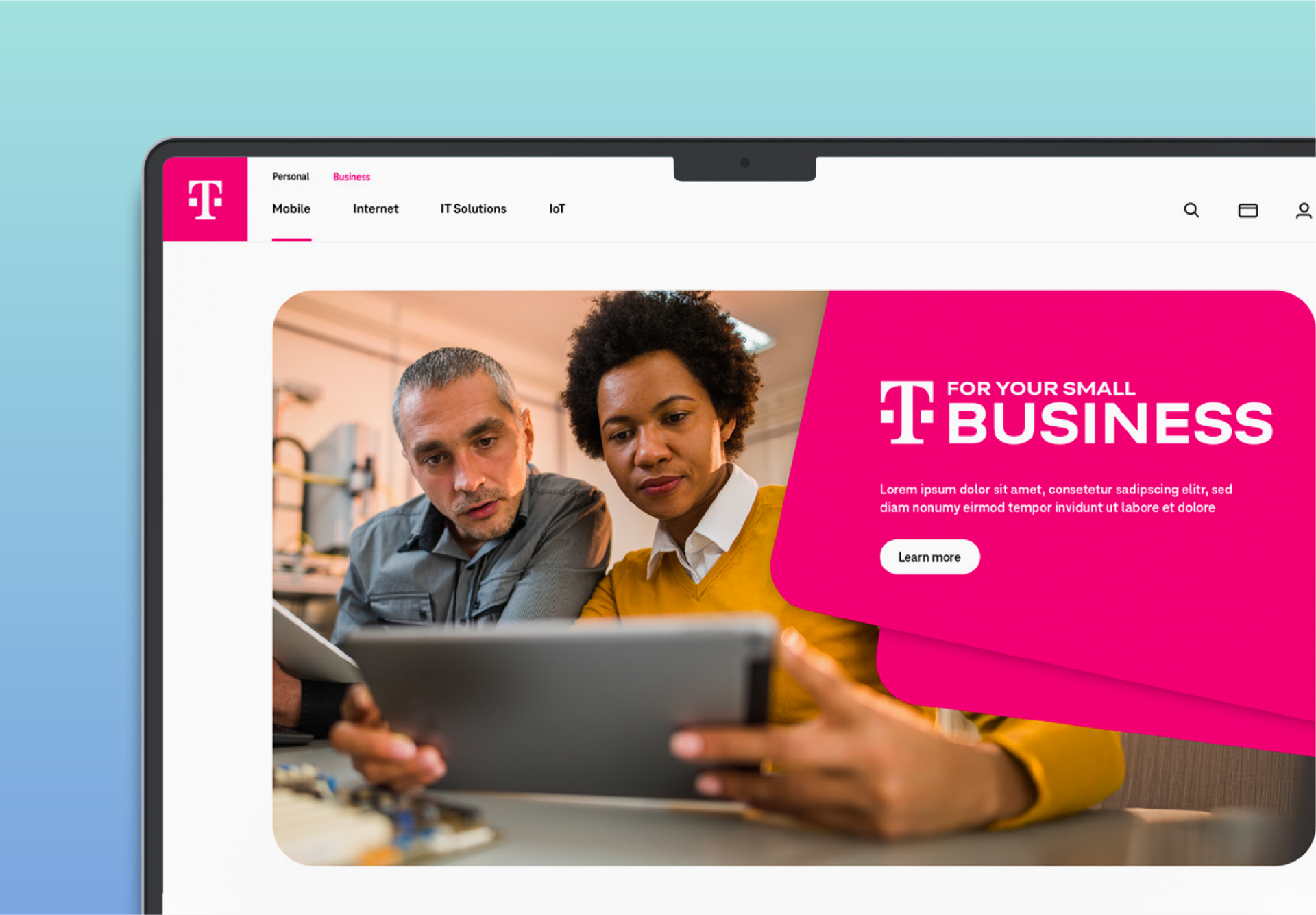 mockup der T Business website